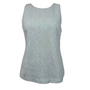 BANANA REPUBLIC Blue White Geometric Print Sleeveless Textured Top Womens Size M